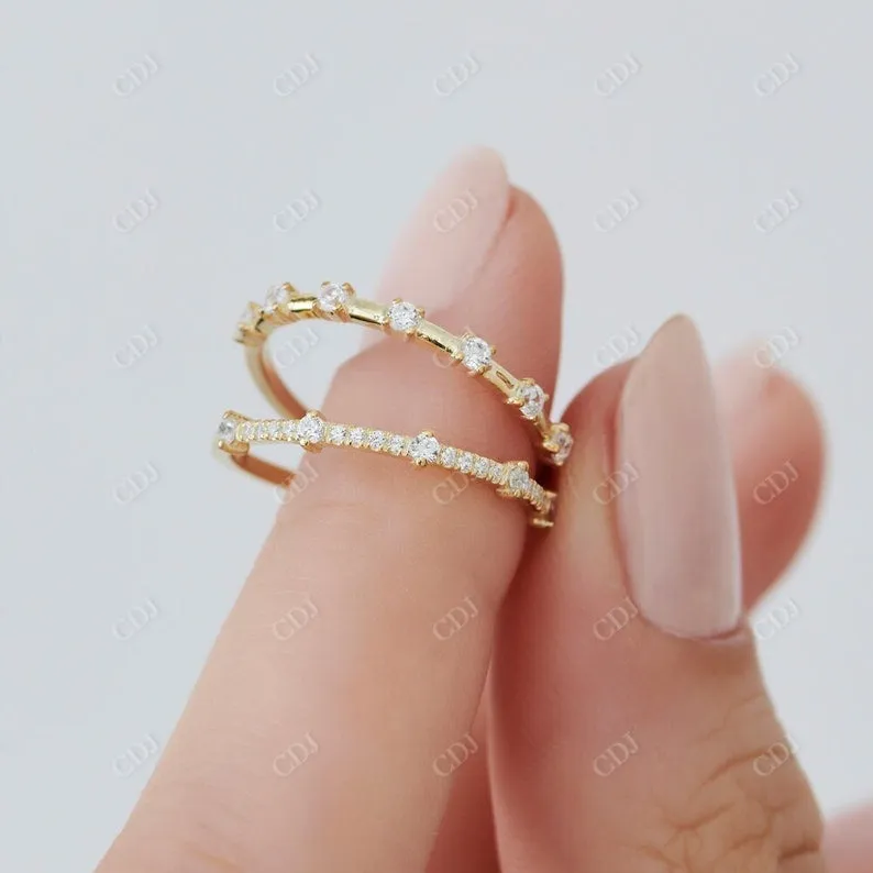 0.20CTW Round Cut Natural Diamond Yellow Gold Stackable Band