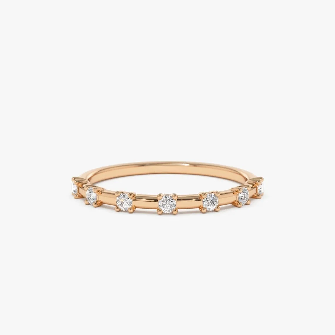 0.20CTW Round Cut Natural Diamond Yellow Gold Stackable Band