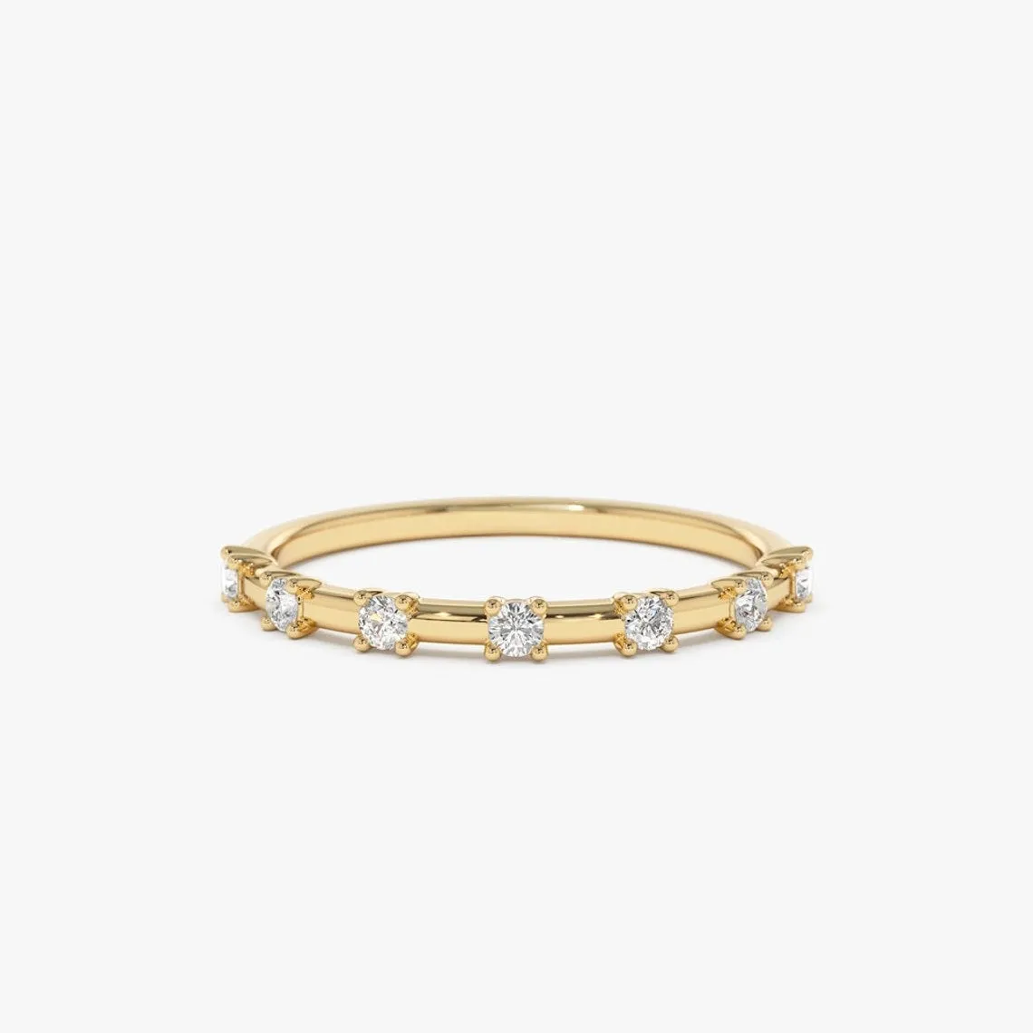 0.20CTW Round Cut Natural Diamond Yellow Gold Stackable Band