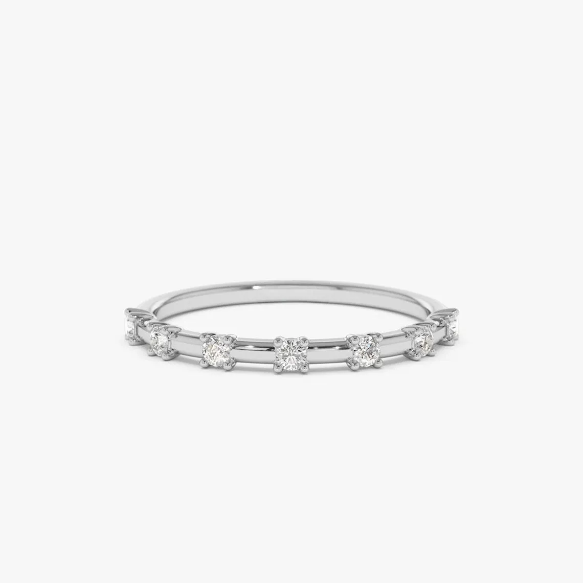 0.20CTW Round Cut Natural Diamond Yellow Gold Stackable Band