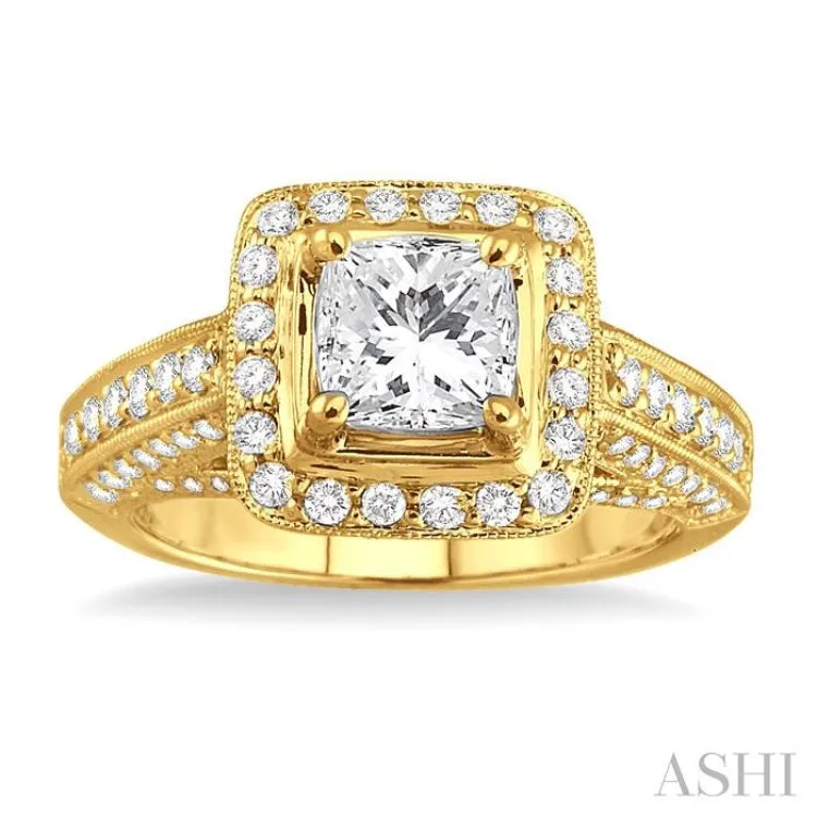 1 Ctw Diamond Semi-Mount Engagement Ring in 14K Yellow Gold