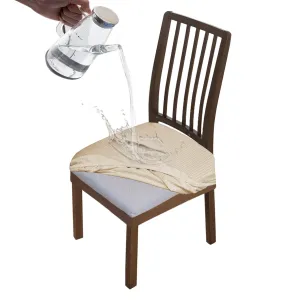 100% Waterproof Jacquard Dining Chair Seat Cushion Cover, Beige