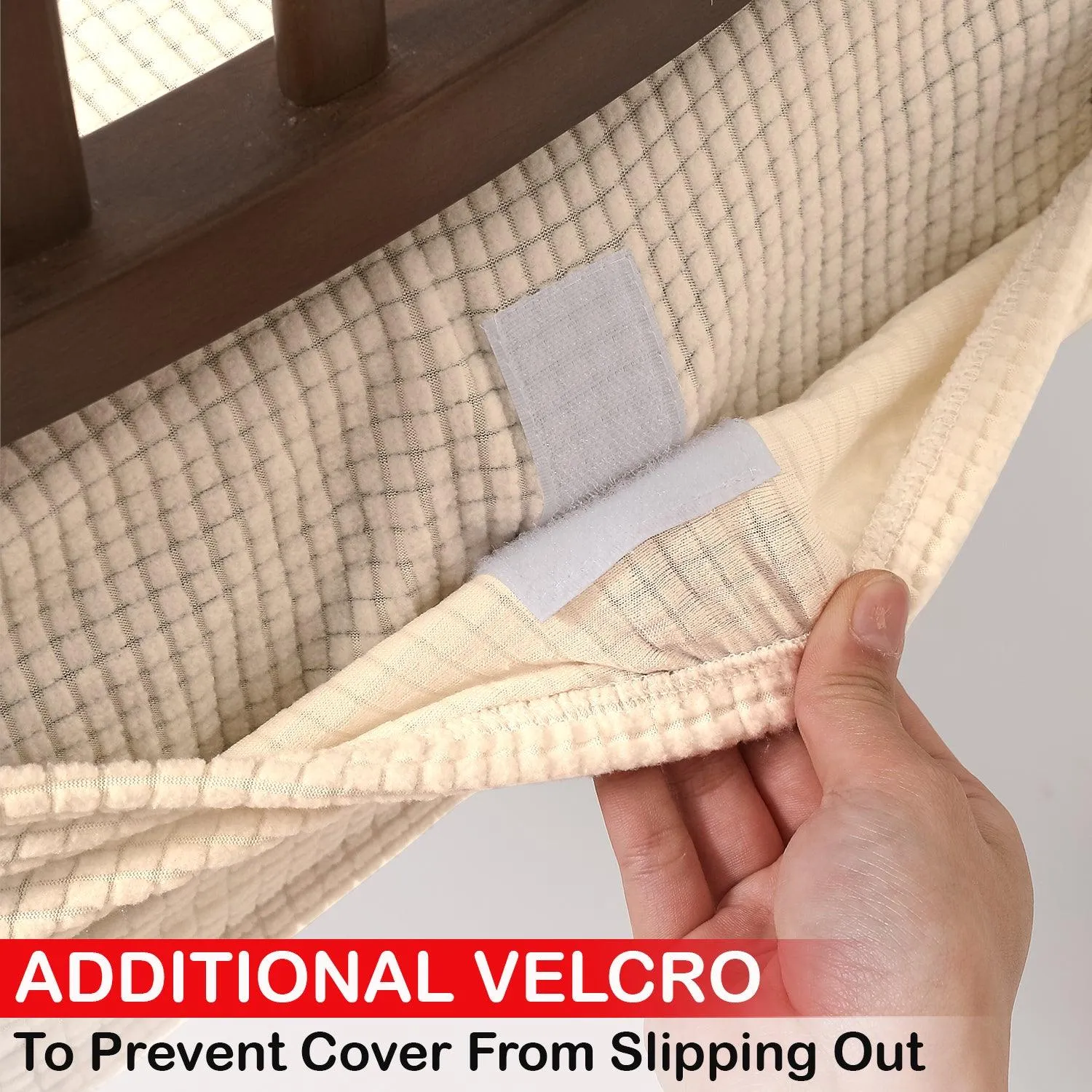 100% Waterproof Jacquard Dining Chair Seat Cushion Cover, Beige