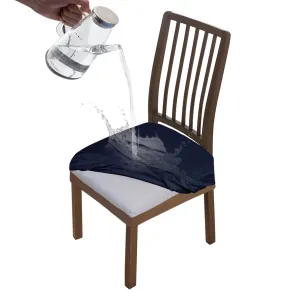 100% Waterproof Jacquard Dining Chair Seat Cushion Cover, Navy Blue