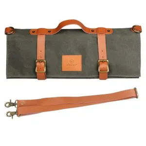 11 Slots High Quality Waxed Canvas Chef Knives Roll Bag