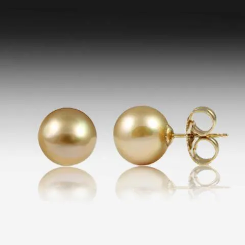 12MM GOLDEN PEARL STUDS