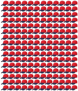 144-Pack Baseball Dad Cap Velcro Strap Adjustable Size - Red/Navy