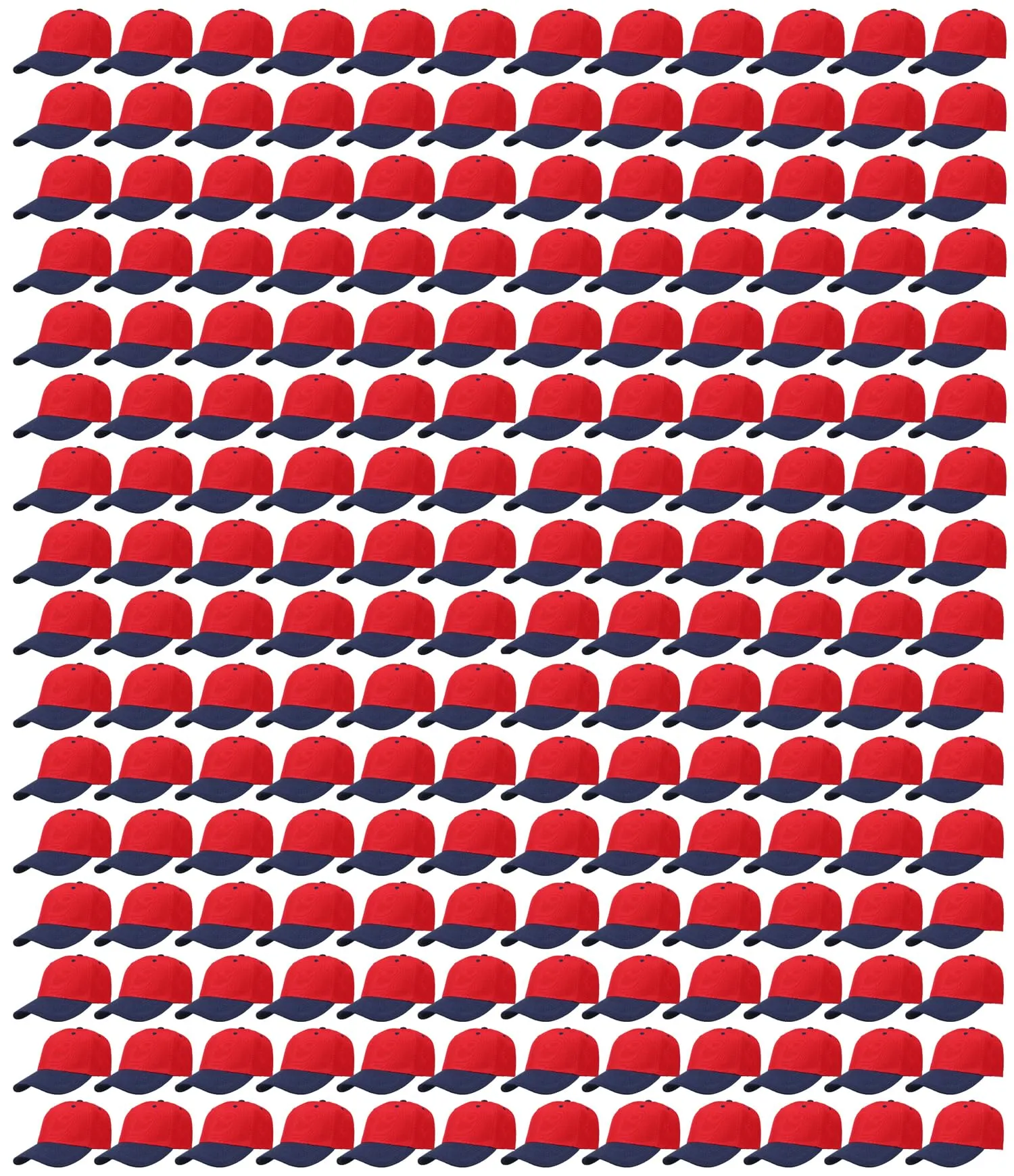 144-Pack Baseball Dad Cap Velcro Strap Adjustable Size - Red/Navy