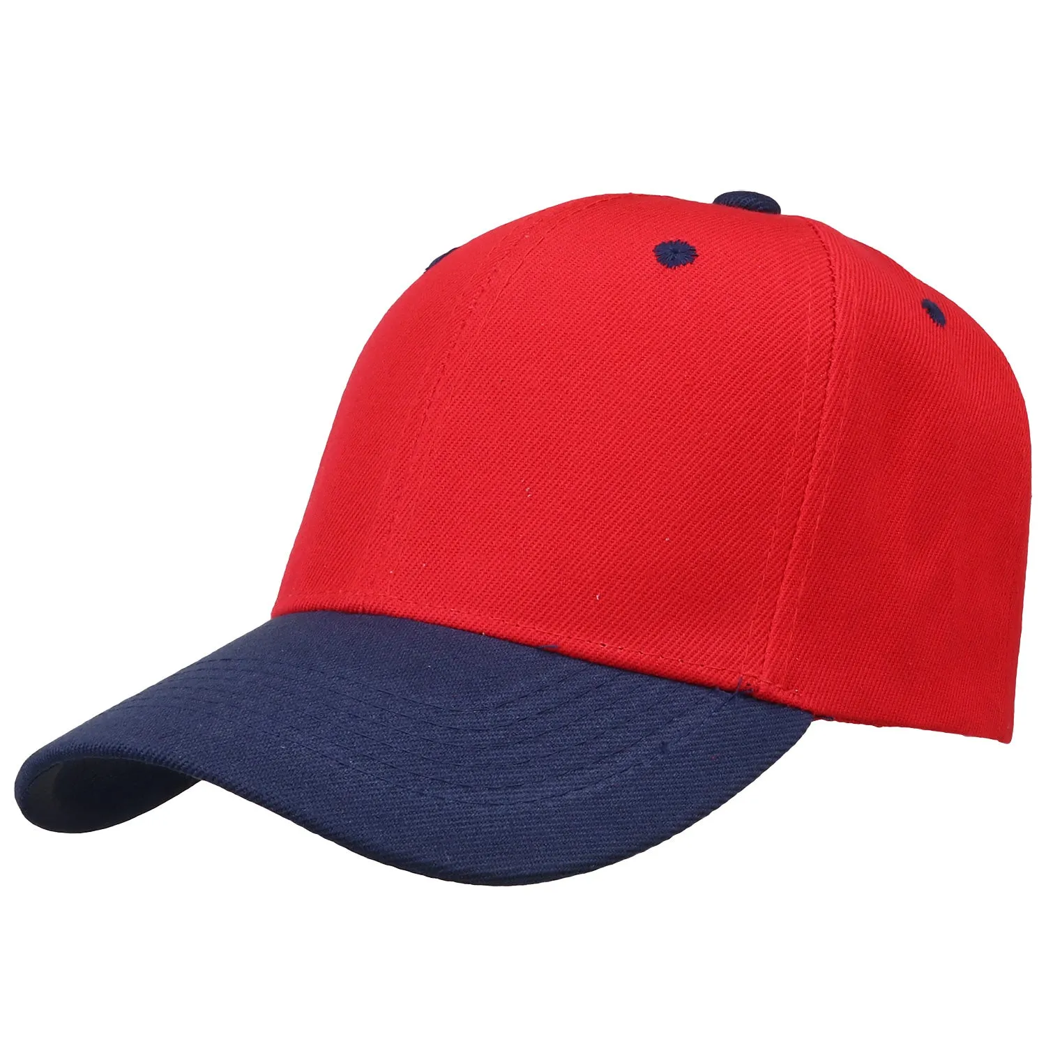 144-Pack Baseball Dad Cap Velcro Strap Adjustable Size - Red/Navy