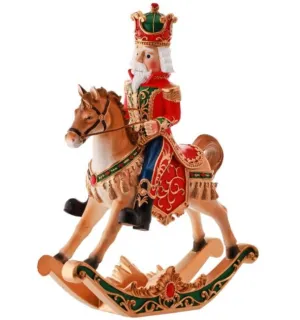 15" Resin Nutcracker Rocking Horse Figurine