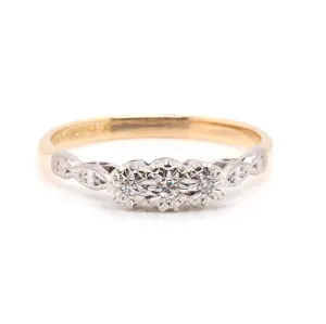 18ct Gold and Platinum Three Stone Diamond Ring C.1930