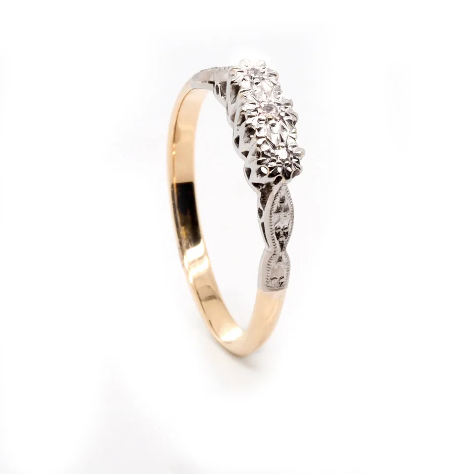 18ct Gold and Platinum Three Stone Diamond Ring C.1930