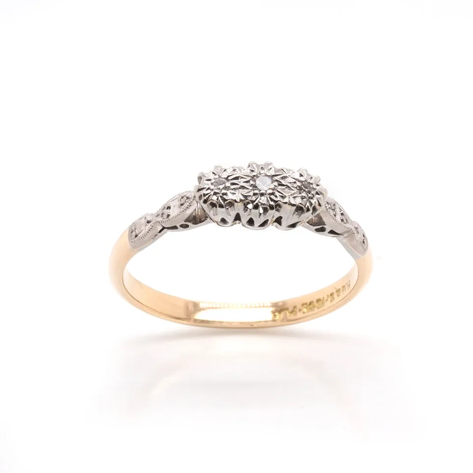 18ct Gold and Platinum Three Stone Diamond Ring C.1930