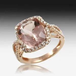 18kt Rose Gold Morganite and Diamond ring