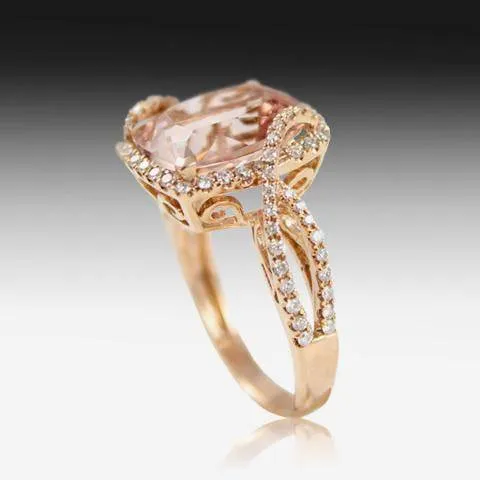 18kt Rose Gold Morganite and Diamond ring