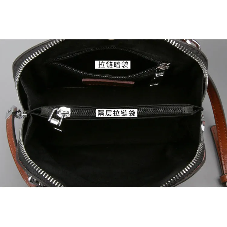 2025 new retro oil wax cowhide elegant mini simple shoulder bag fashionable versatile messenger bag shell bag