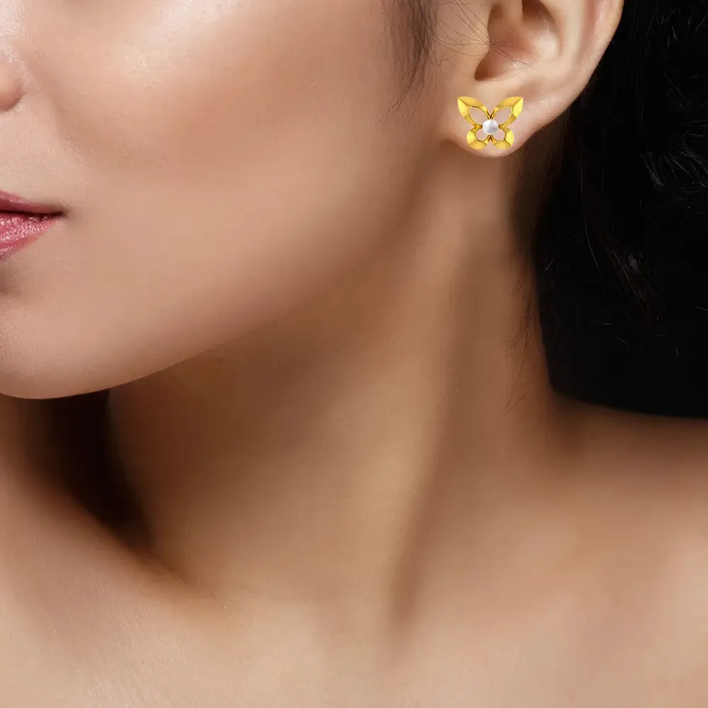 22k Graceful Pair Of Gold Earrings With The Design Of Butterfly Wings