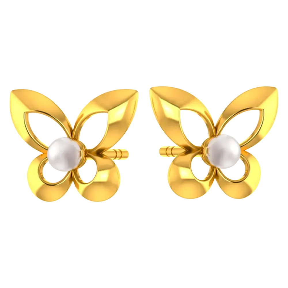 22k Graceful Pair Of Gold Earrings With The Design Of Butterfly Wings