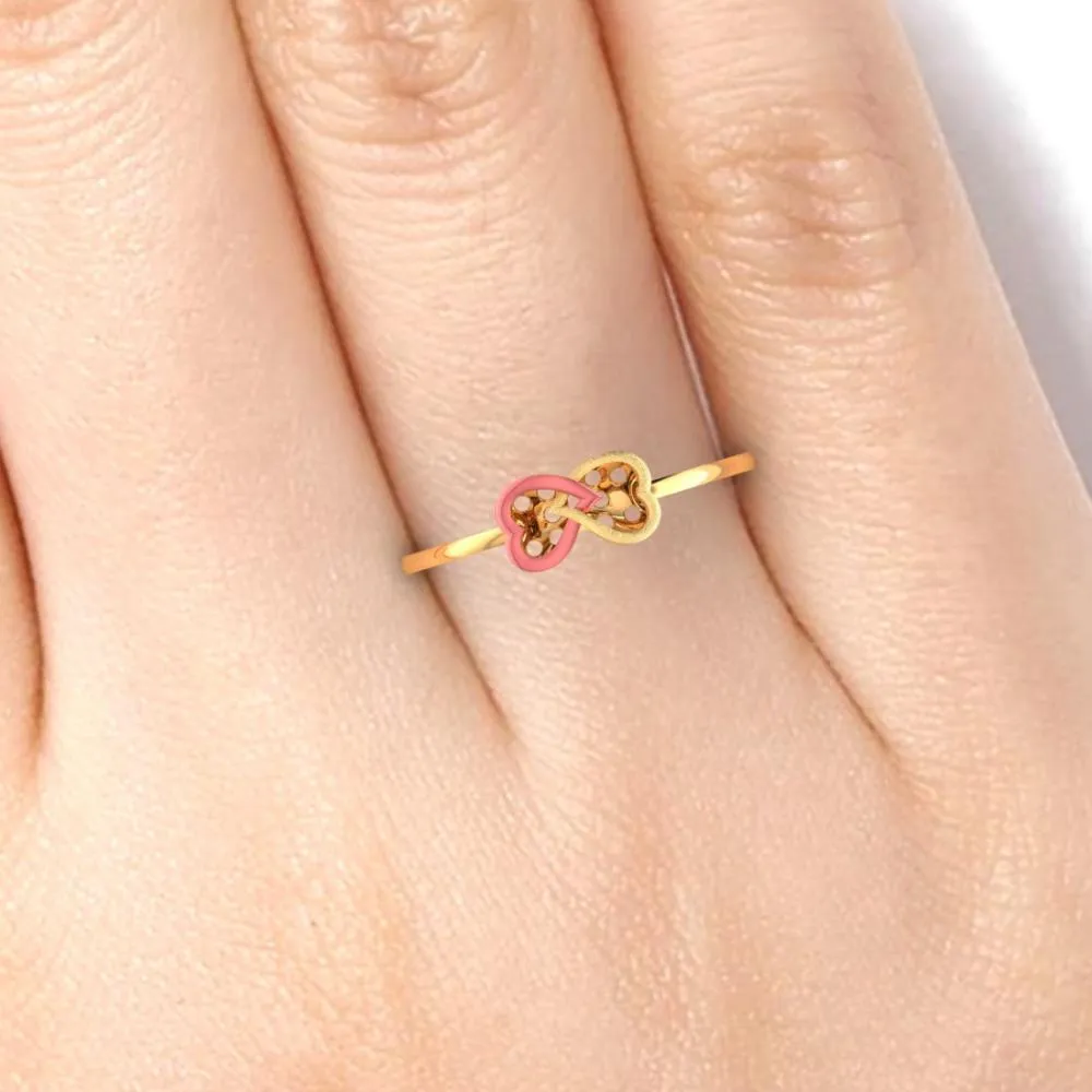 22k Two Hearts Loop Gold Ring