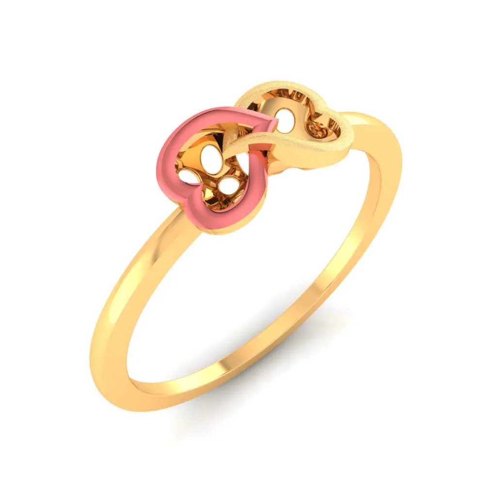 22k Two Hearts Loop Gold Ring