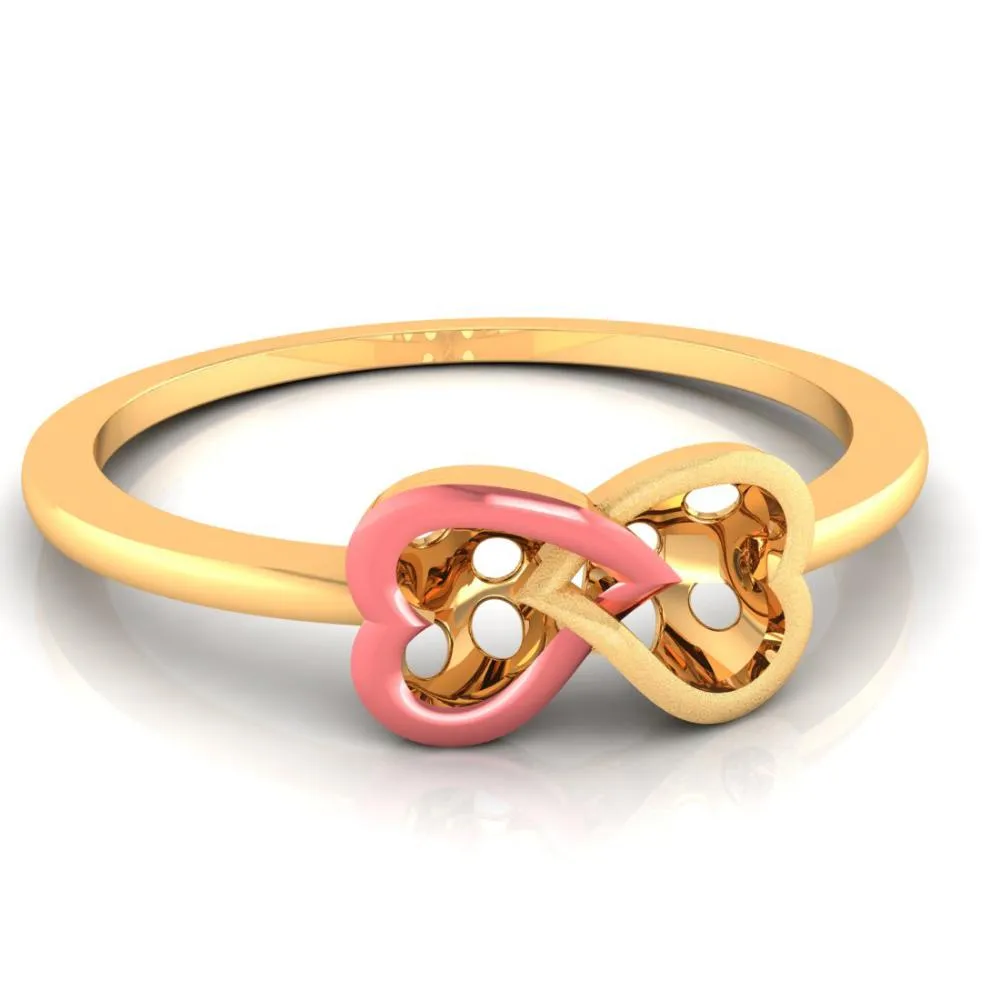 22k Two Hearts Loop Gold Ring