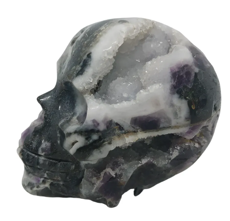 372G Purple Sphalerite Crystal Skull