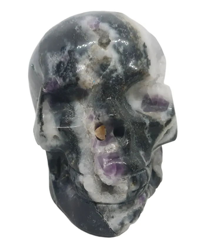 372G Purple Sphalerite Crystal Skull