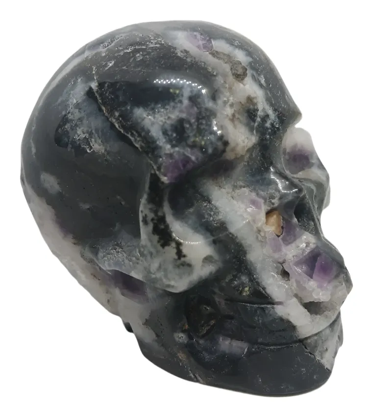 372G Purple Sphalerite Crystal Skull