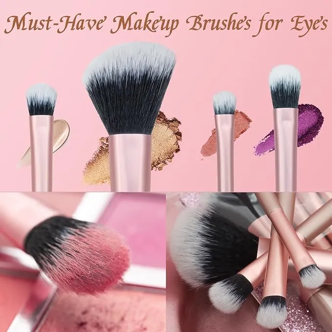 4 Pcs Makeup Brushes, Makeup Brush Set, Premium Synthetic Foundation Blending Brush