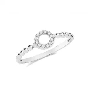 9ct White Gold Zirconia Circle Bobble Ring RN976W
