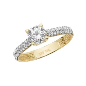 9ct Yellow Gold Ladies Zirconia Ring RN902