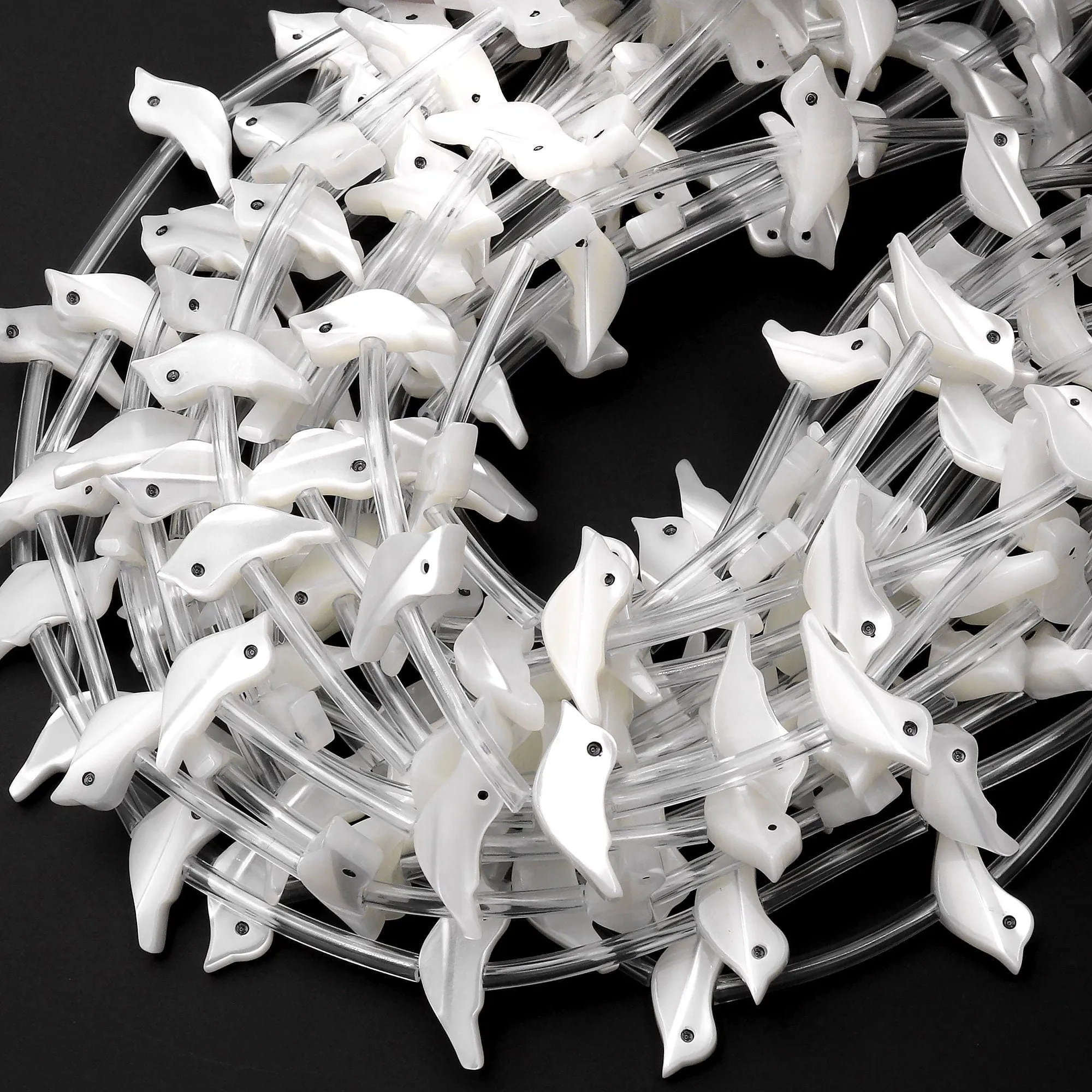 AAA Iridescent Carved Natural White Mother of Pearl Shell Fetish Bird Beads Choose from 10pcs, 20pcs