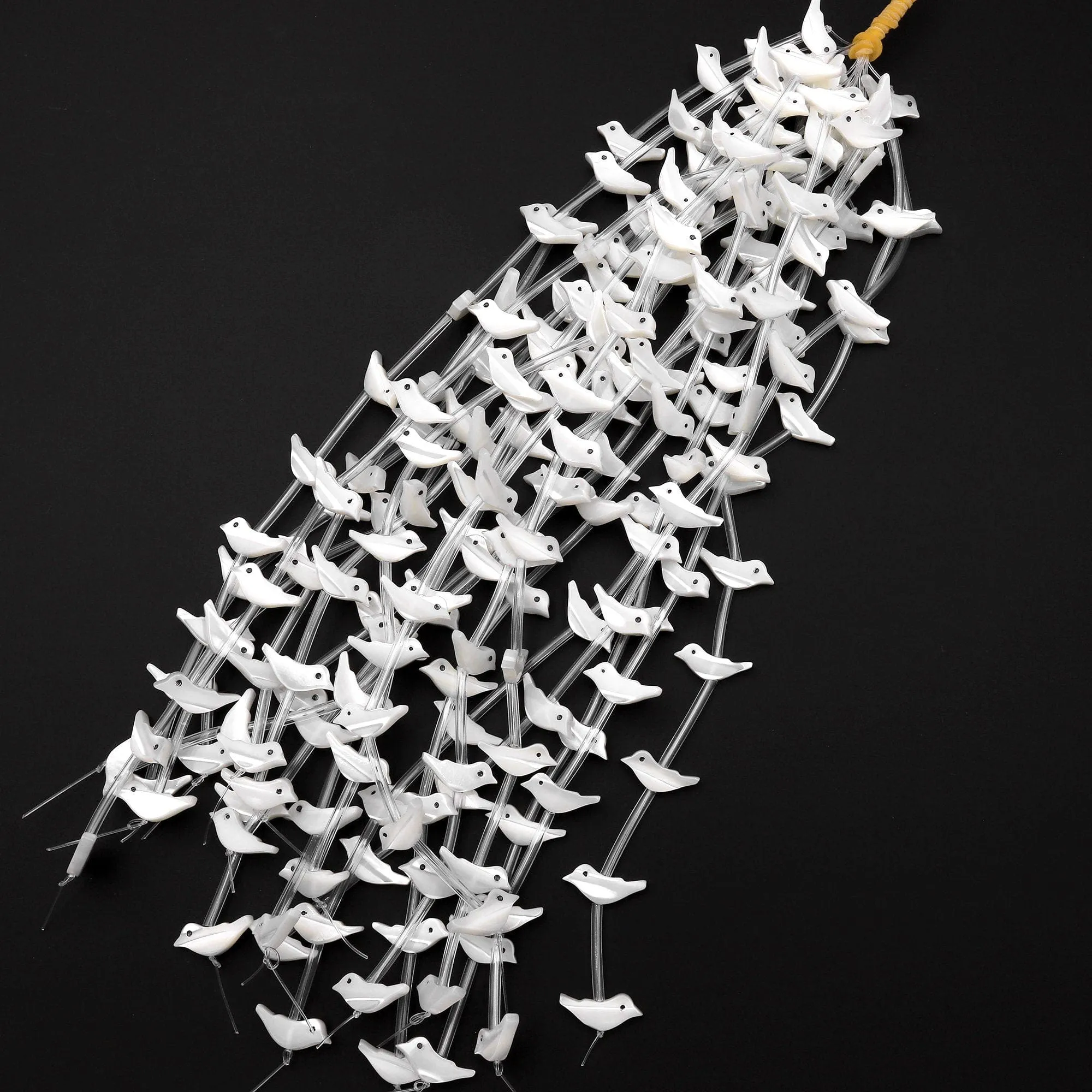 AAA Iridescent Carved Natural White Mother of Pearl Shell Fetish Bird Beads Choose from 10pcs, 20pcs