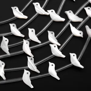AAA Iridescent Carved Natural White Mother of Pearl Shell Fetish Bird Beads Choose from 10pcs, 20pcs