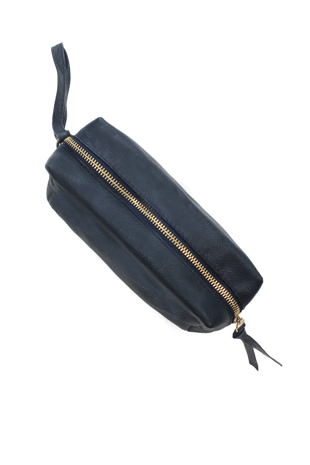 Abby Make Up Bag Navy Soft Leather