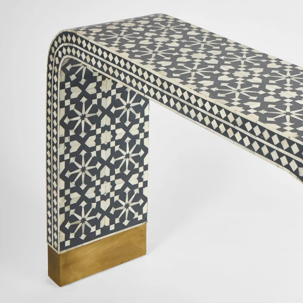 Adina Bone Inlay Console Table Grey/White