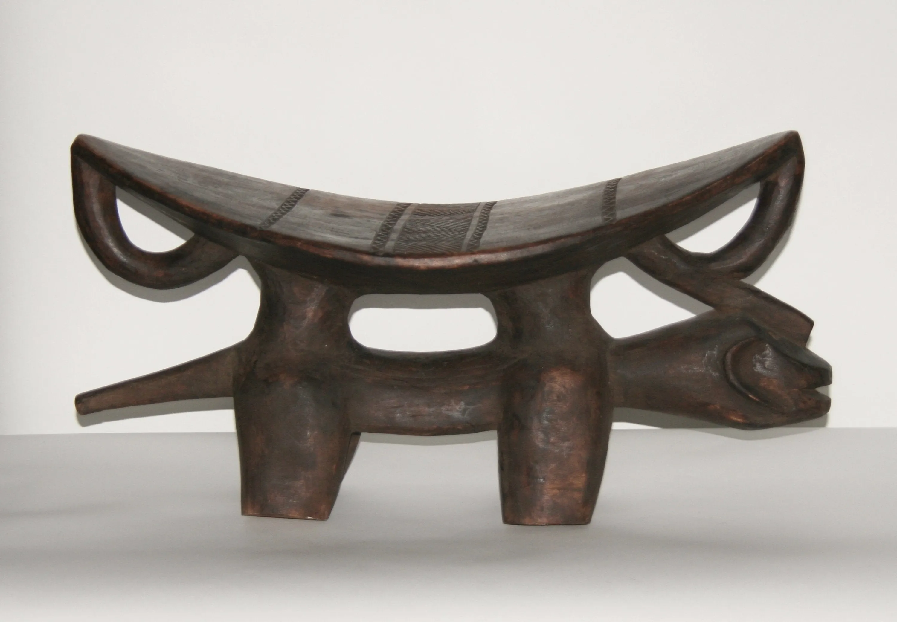 African Headrest Dogon Zoomorphic Stool Wood Carved in Mali, West Africa