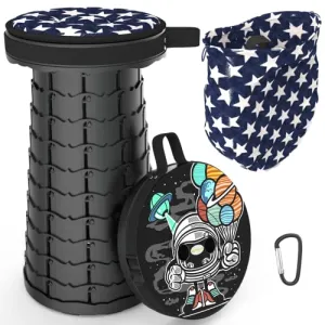 ALEVMOOM Upgraded Collapsible Stool Telescoping Stool with Cushion, Folding Stool with Printing Portable Foldable Seat Retractable Stool Max Load 550lbs for Adults Camping Fishing Outdoor (Astronaut)