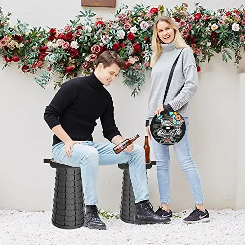 ALEVMOOM Upgraded Collapsible Stool Telescoping Stool with Cushion, Folding Stool with Printing Portable Foldable Seat Retractable Stool Max Load 550lbs for Adults Camping Fishing Outdoor (Astronaut)