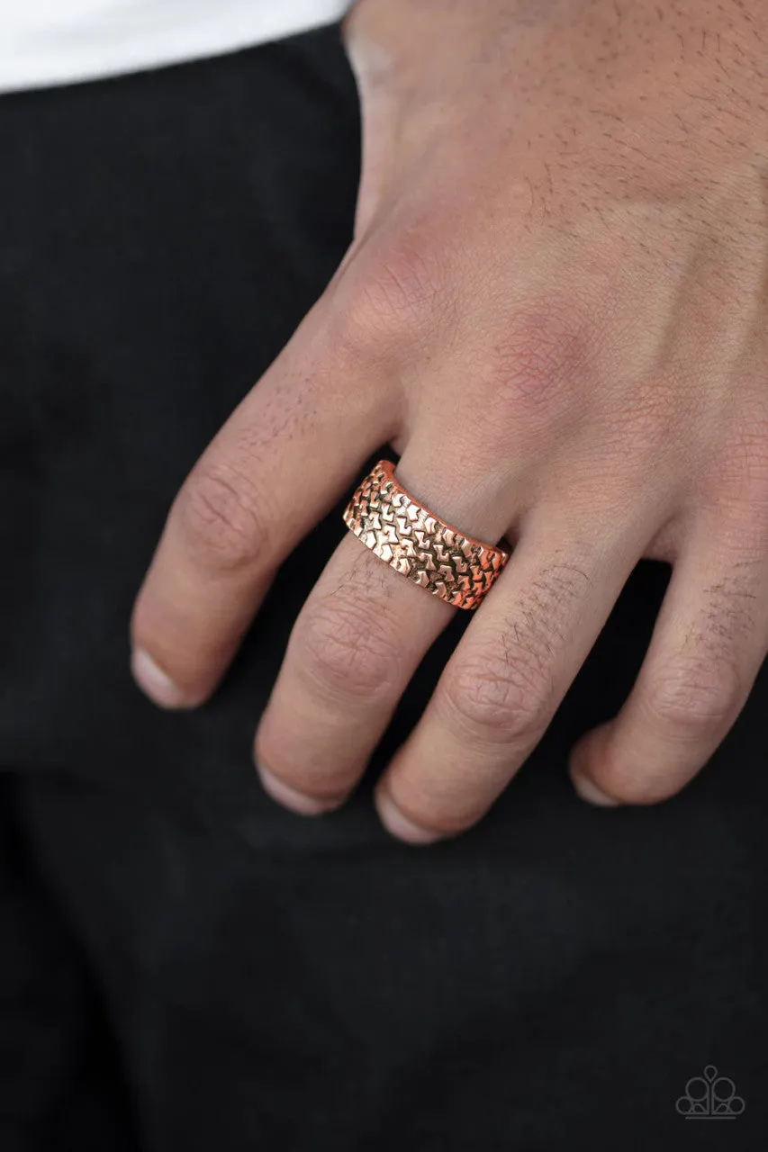 All Wheel Drive - Copper - Textured Paparazzi Men's Ring