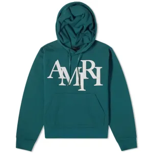 Amiri Staggered Logo Hoodie, green