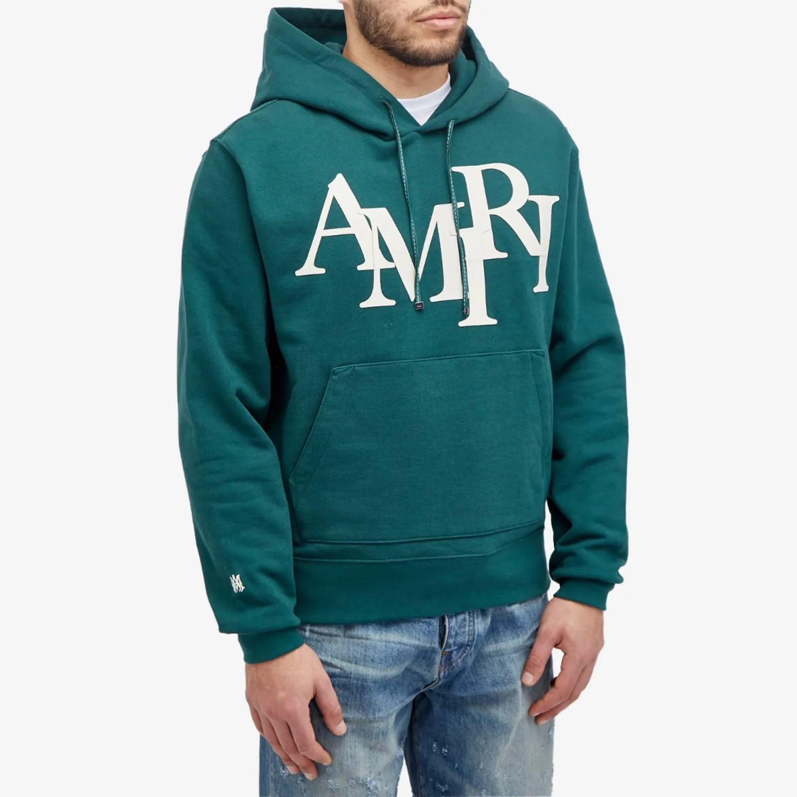 Amiri Staggered Logo Hoodie, green