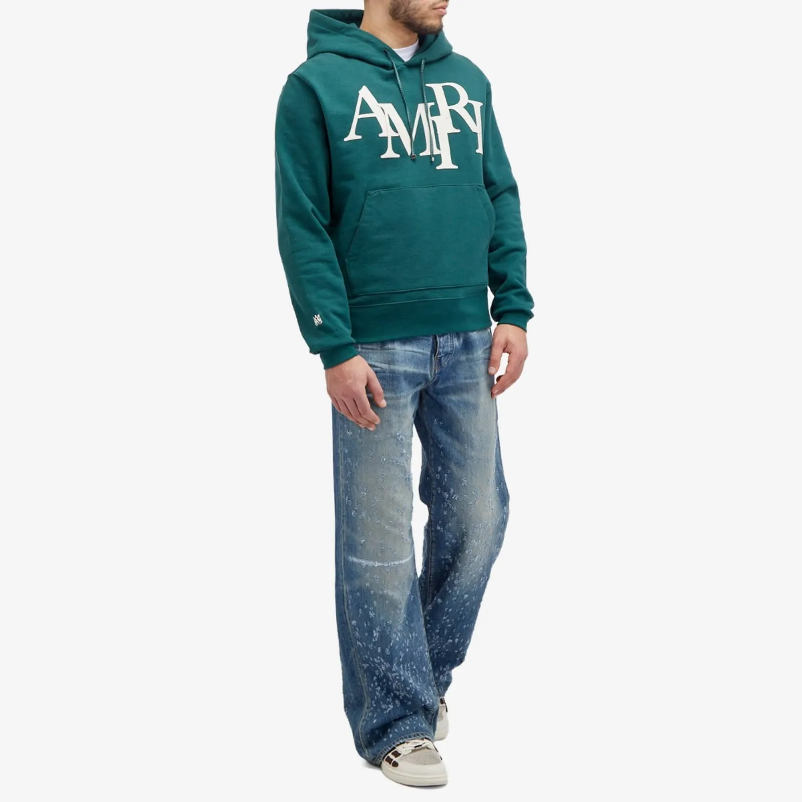 Amiri Staggered Logo Hoodie, green