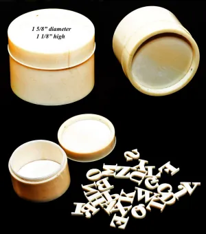 Antique Carved c.1800s Ivory Box with Carved Ivory Alphabet Inside, Curiosity or Toy