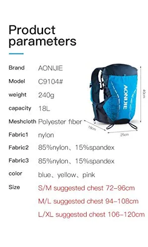 AONIJIE Running Backpack, 18L Hiking Backpack, With 2L Running Water Bottle For Cycling,Climbing Camping Running Bags