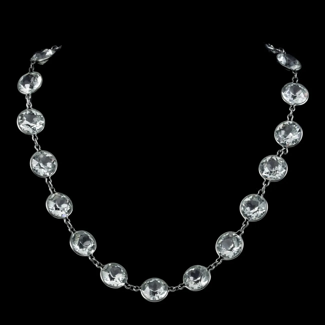 Art Deco Paste Collar Necklace Silver Circa 1920