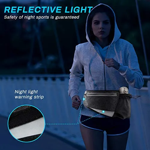 Aytop Running Belt with Water Bottle Holder, Waist Pack Bag Waterproof with Hydration Belt Holder and Reflective Stripes Fits iPhones, Adjustable Sports Waist Pouch for Marathon Running Cycling