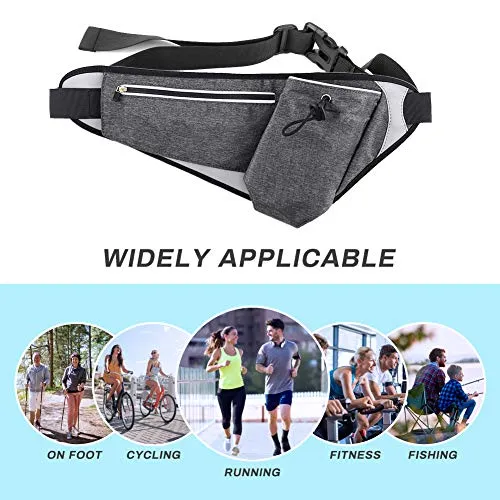 Aytop Running Belt with Water Bottle Holder, Waist Pack Bag Waterproof with Hydration Belt Holder and Reflective Stripes Fits iPhones, Adjustable Sports Waist Pouch for Marathon Running Cycling