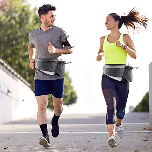 Aytop Running Belt with Water Bottle Holder, Waist Pack Bag Waterproof with Hydration Belt Holder and Reflective Stripes Fits iPhones, Adjustable Sports Waist Pouch for Marathon Running Cycling