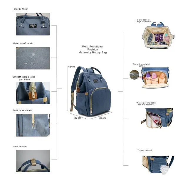 Babybee Fashion Maternity Nappy Bag - Cassie
